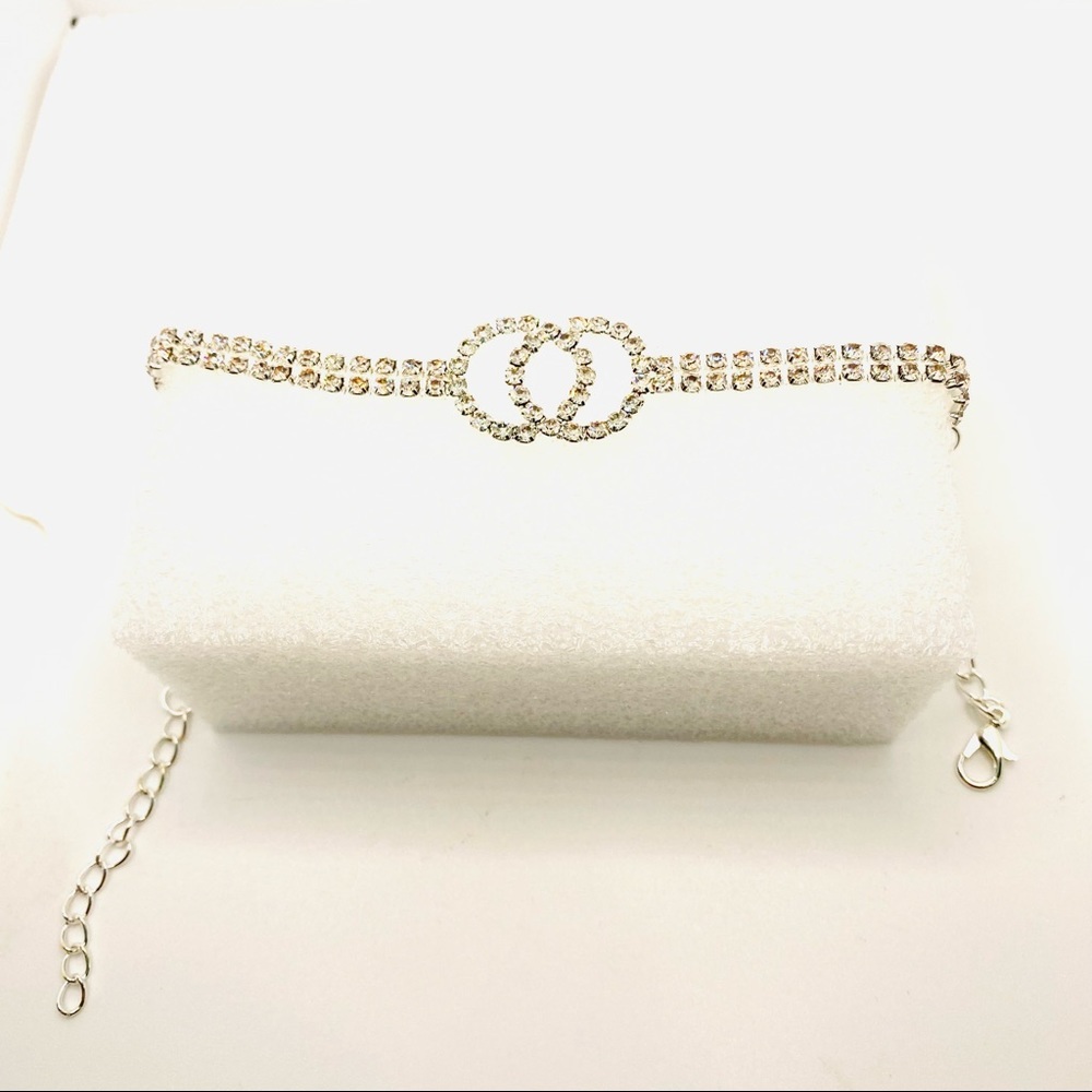 Anklet Crystal Forever Love set in Silver Tone. SUPER BRILLIANT AND SPARKLY! - Picture 5 of 11